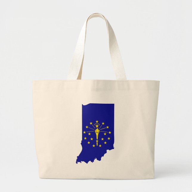 Bolsa Tote Grande Mapa da bandeira de Indiana (Frente)