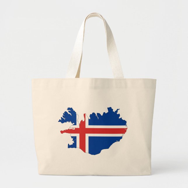 Bolsa Tote Grande Mapa da bandeira de Islândia (Frente)