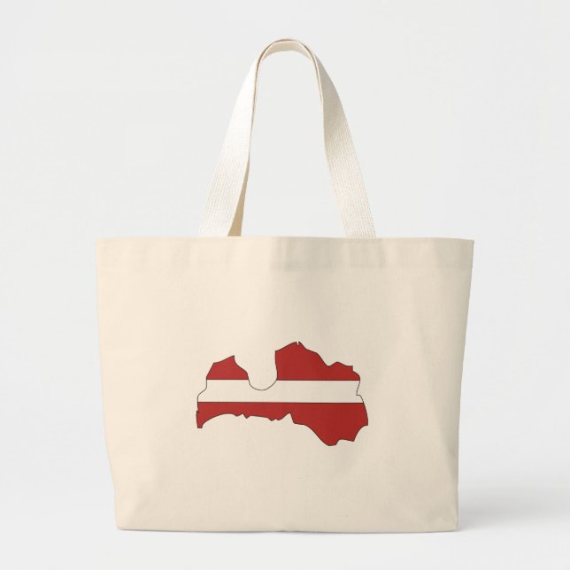 Bolsa Tote Grande Mapa da bandeira de Latvia (Frente)