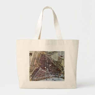 Bolsa Tote Grande Mapa da cidade da réplica de Rotterdam 1652