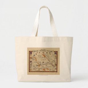 Bolsa Tote Grande Mapa da história e do romance de Wyoming