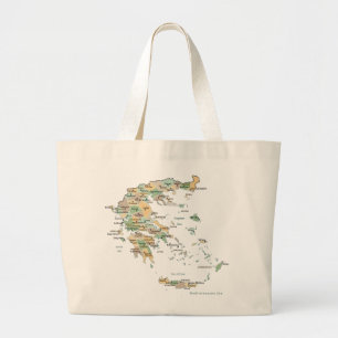 Bolsa Tote Grande Mapa das Ilhas Gregas