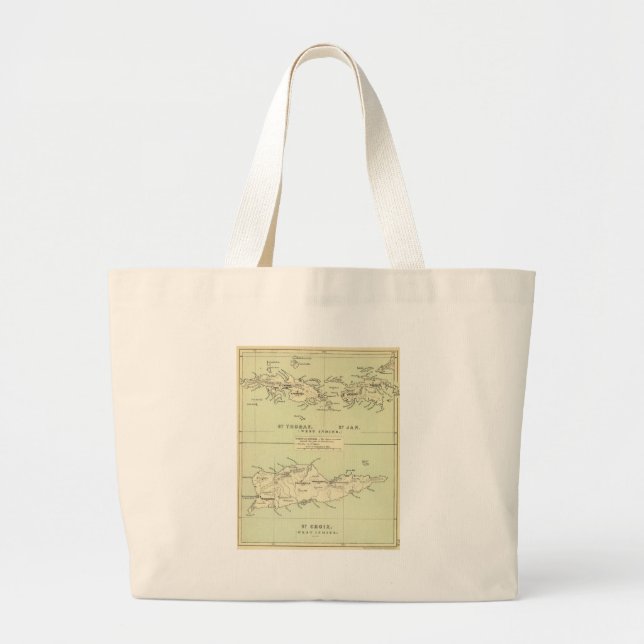 Bolsa Tote Grande Mapa das Ilhas Virgens (1853) (Frente)