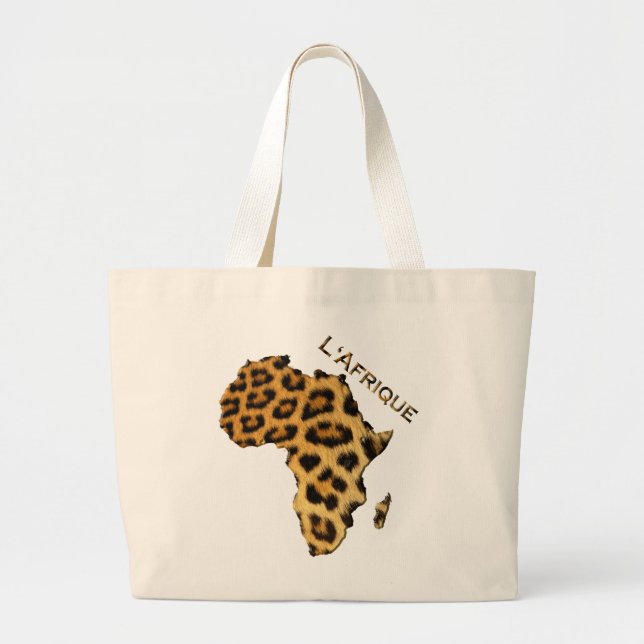 Bolsa Tote Grande Mapa de África Tote Bag, visto pelo leopardo (Frente)