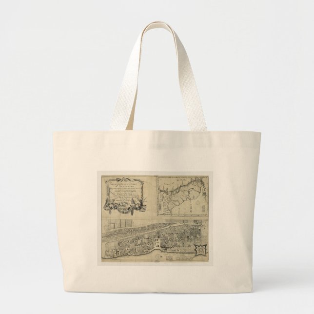 Bolsa Tote Grande Mapa de St Augustine Florida (1764) (Frente)