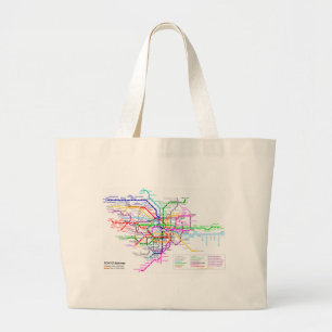 Bolsa Tote Grande Mapa do metro de Tokyo Japão