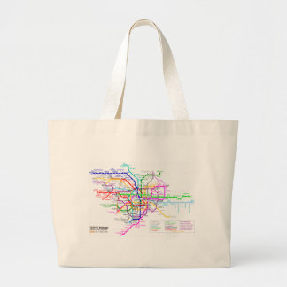 Bolsa Tote Grande Mapa do metro de Tokyo Japão