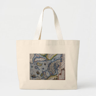 Bolsa Tote Grande Mapa do século XVI de Escandinávia