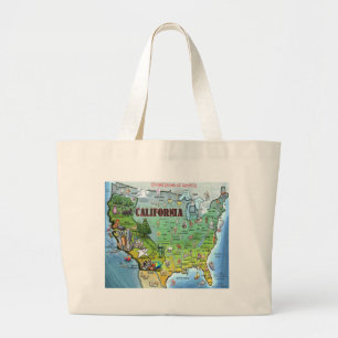 Bolsa Tote Grande Mapa dos EUA na Califórnia
