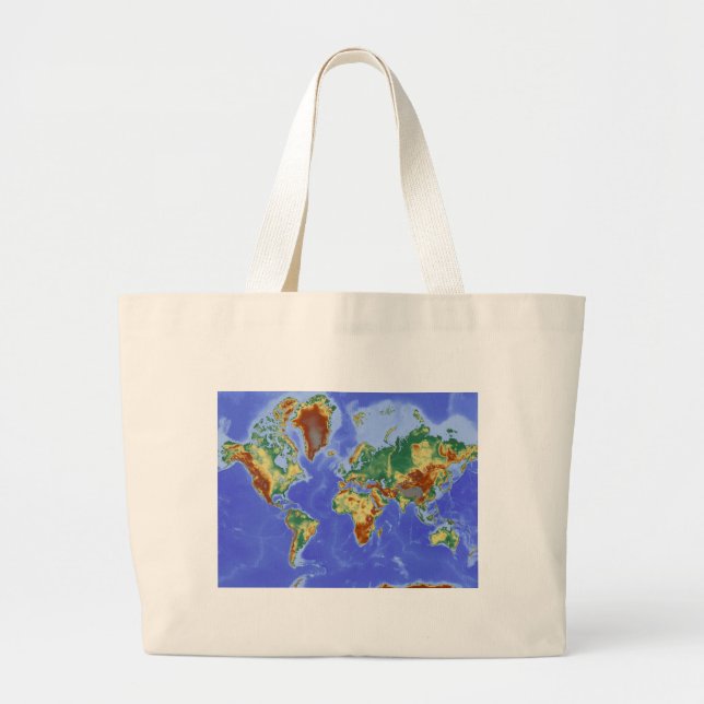 Bolsa Tote Grande Mapa Internacional da Geografia Mundial (Frente)