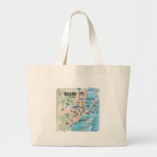 Bolsa Tote Grande Mapa retro de Miami Florida