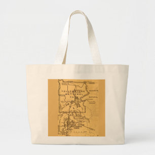 Bolsa Tote Grande Mapa Retro Yellowstone - Grand Teton