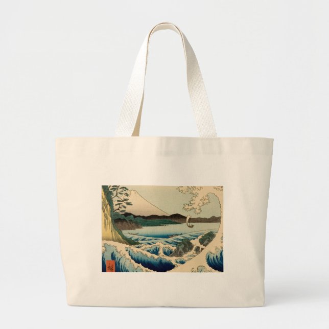 Bolsa Tote Grande Mar Japonês de Satta Hiroshige Art (Frente)
