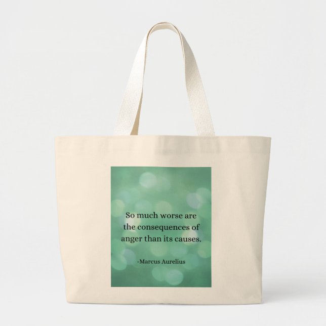 Bolsa Tote Grande Marcus Aurelius: Conquiste a raiva, encontre a paz (Frente)