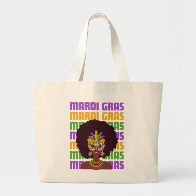 Bolsa Tote Grande MARDI GRAS Afro Queen (Frente)