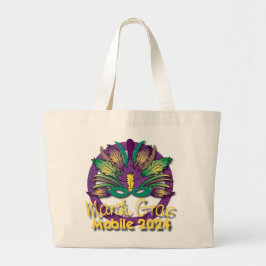 Bolsa Tote Grande Mardi Gras Mask Bag 2024 - Mobile, AL