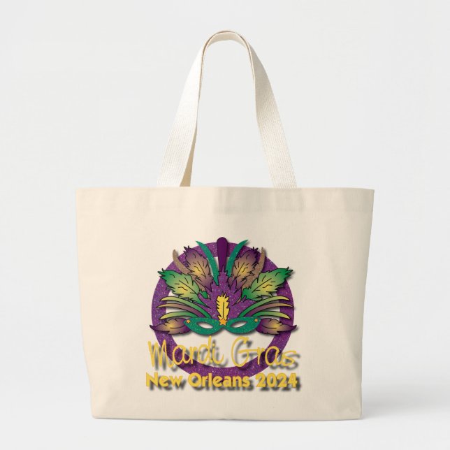 Bolsa Tote Grande Mardi Gras Mask Bag 2024 - Nova Orleans (Frente)