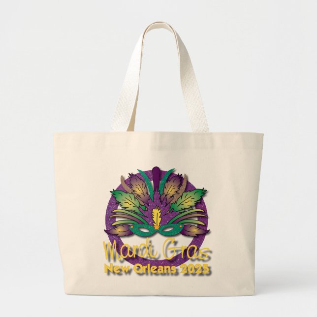 Bolsa Tote Grande Mardi Gras Mask Bag 2025 - Nova Orleans (Frente)