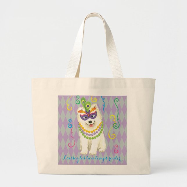 Bolsa Tote Grande Mardi Gras Samoyed (Frente)