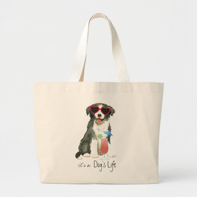 Bolsa Tote Grande Margem de Verão Collie Large Tote Bag (Frente)