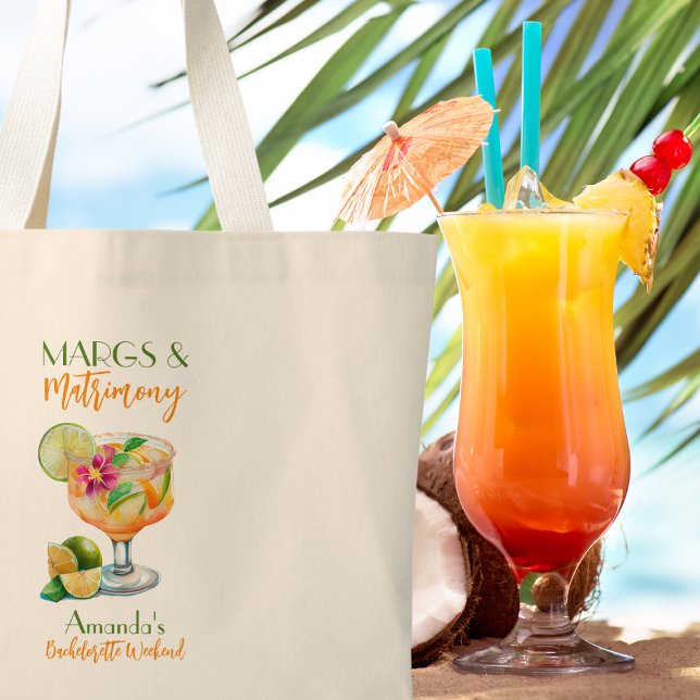 Bolsa Tote Grande Margs e Matrimony Tequila e Fiesta Bachelorette (Criador carregado)