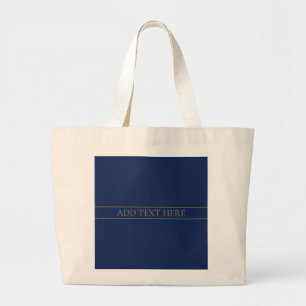 Bolsa Tote Grande Marinho Azul e Nome Dourado Sobrenome ou Empresa