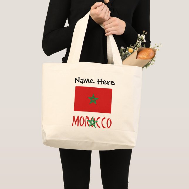 Bolsa Tote Grande Marrocos e a bandeira marroquina personalizaram gr (Frente (produto))