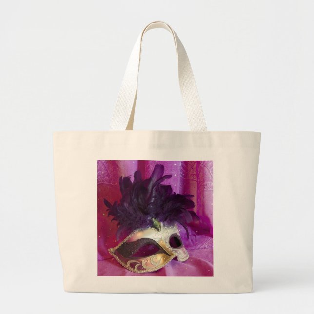 Bolsa Tote Grande Máscara roxa do mascarada (Frente)