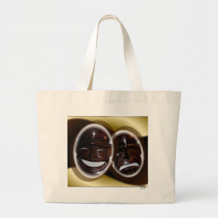 Bolsa Tote Grande Máscaras Teatrais Felizes e Tristes Sacola