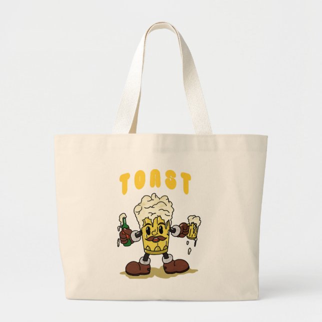 Bolsa Tote Grande Mascote da Torrada de Cerveja (Frente)