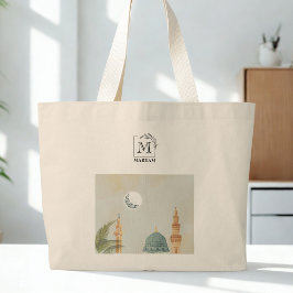 Bolsa Tote Grande Masjid Personalizado Elegante An-Nabawi Hajj Mabru