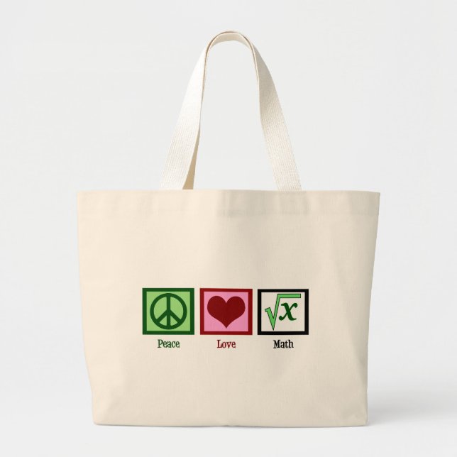 Bolsa Tote Grande Matemática do amor da paz (Frente)