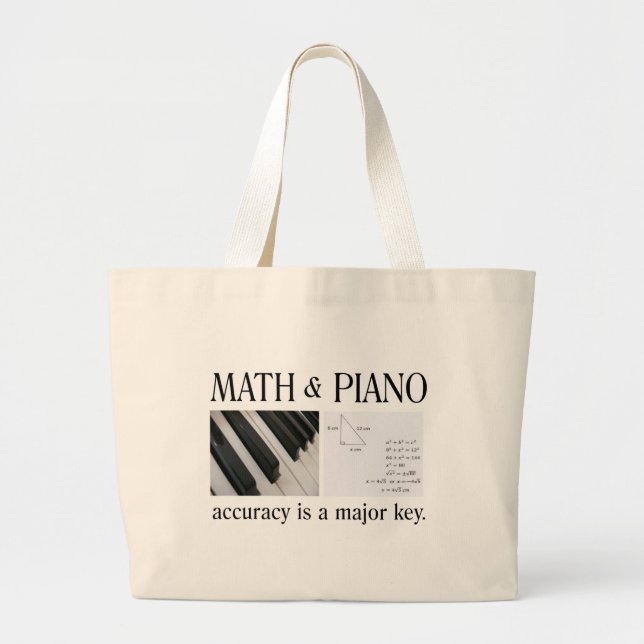 Bolsa Tote Grande matemática e chave principal do piano (Frente)