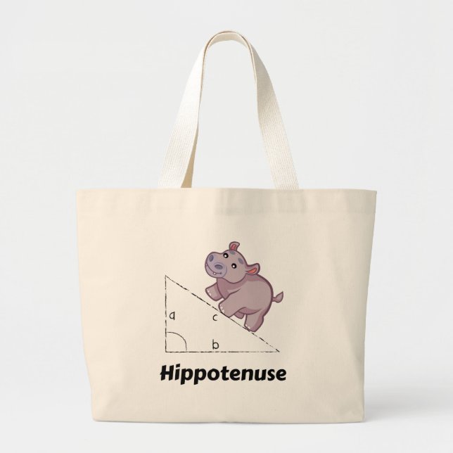 Bolsa Tote Grande Matemática engraçada de Hippotenuse (Frente)