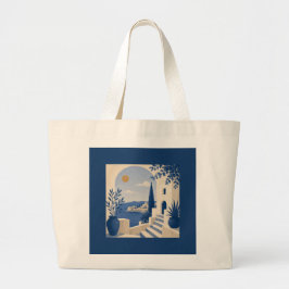 Bolsa Tote Grande Mediterranean Coast Villa Scene Elegant Tote Bag