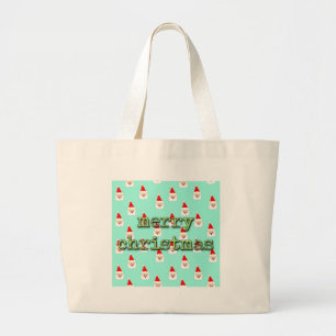 Bolsa Tote Grande meio século de Natal feliz Papai Noel moderno