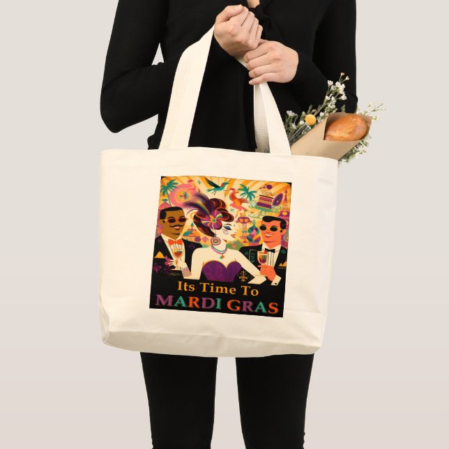 Bolsa Tote Grande Meio século Mardi Gras Cocktail (Frente (produto))