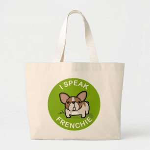 Bolsa Tote Grande Mel verde Pied eu falo Frenchie