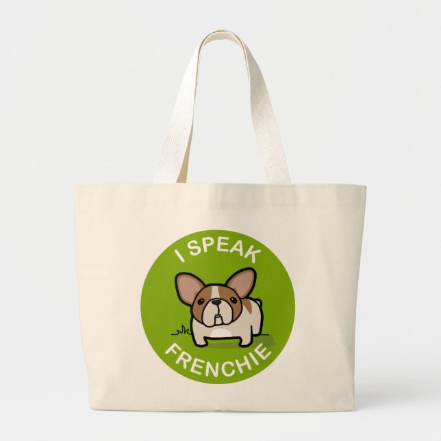 Bolsa Tote Grande Mel verde Pied eu falo Frenchie (Frente)