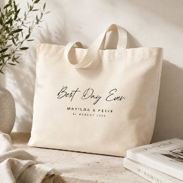 Bolsa Tote Grande Melhor Dia de Casamento Simples Limpo Nunca Minima