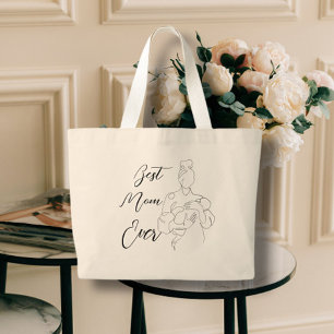 Bolsa Tote Grande Melhor Mãe Alguma Vez Tendência Uma Linda Maternid
