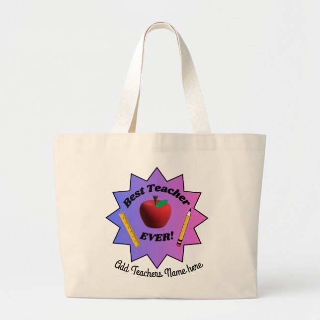 Bolsa Tote Grande Melhor Professor de TODOS OS TEMPOS! (Frente)