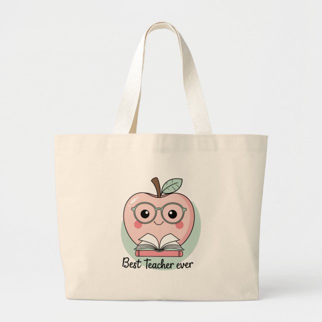 Bolsa Tote Grande Melhor Professora Design da Apple (Frente)