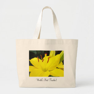 Bolsa Tote Grande Melhor Professora do Mundo! Tote Bags - Lírios Ama