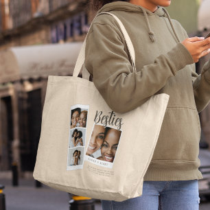 Bolsa Tote Grande Melhores Amigas para Colagem de Fotos Personalizad