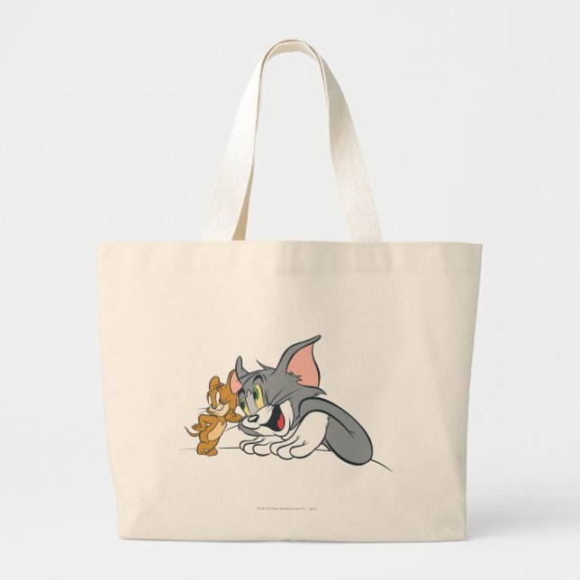 Bolsa Tote Grande Melhores Buds do Tom e do Jerry (Frente)