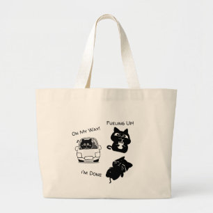 Bolsa Tote Grande Meme de Humor de Gato Preto Diário com Texto Perso