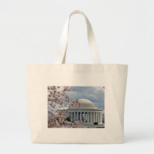 Bolsa Tote Grande Memorial de Jefferson - flores de cerejeira