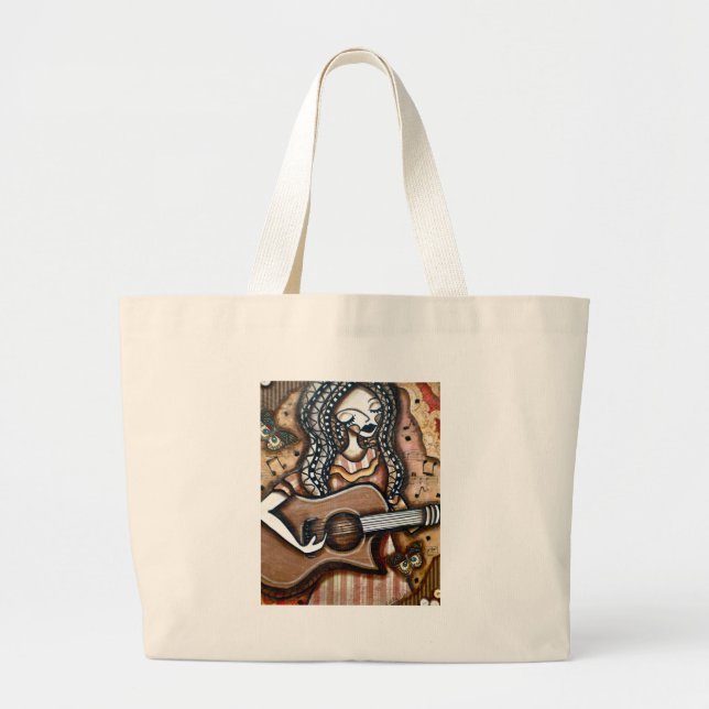 BOLSA TOTE GRANDE MENINA COM GUITARRA (Frente)