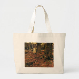 Bolsa Tote Grande menina de branco na floresta, Vincent van Gogh
